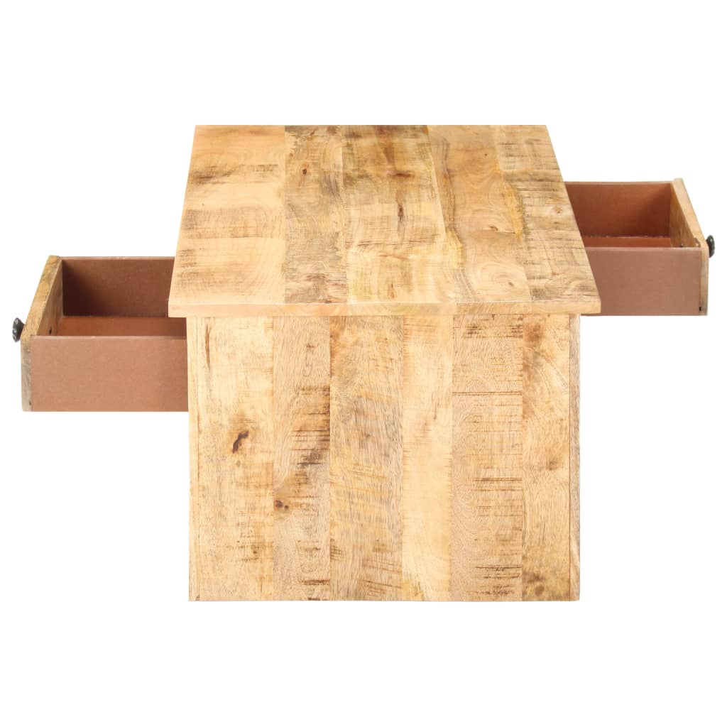 vidaXL Mesa de centro de madera maciza de mango rugosa 88x50x38 cm