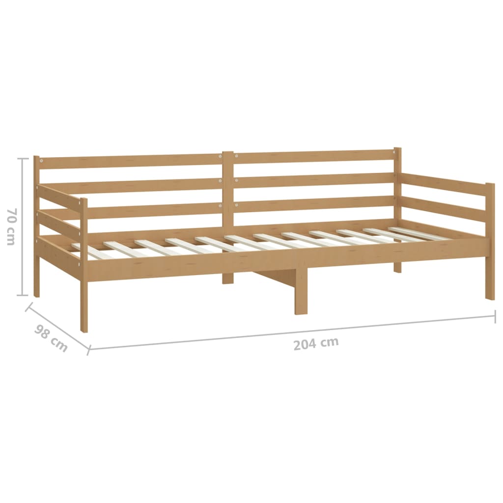 vidaXL Sofá cama y colchón madera pino maciza marrón miel 90x200 cm