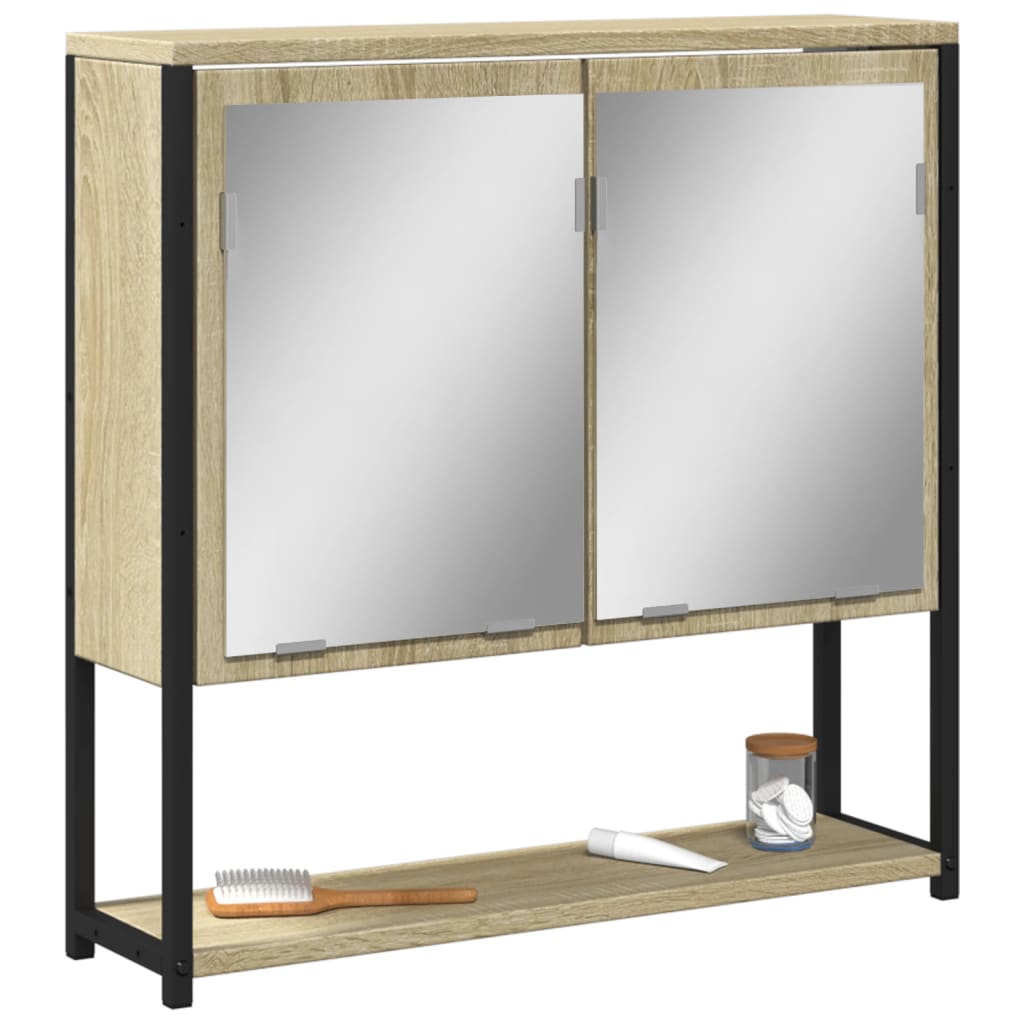vidaXL Armario con espejo de baño madera roble Sonoma 60x16x60 cm