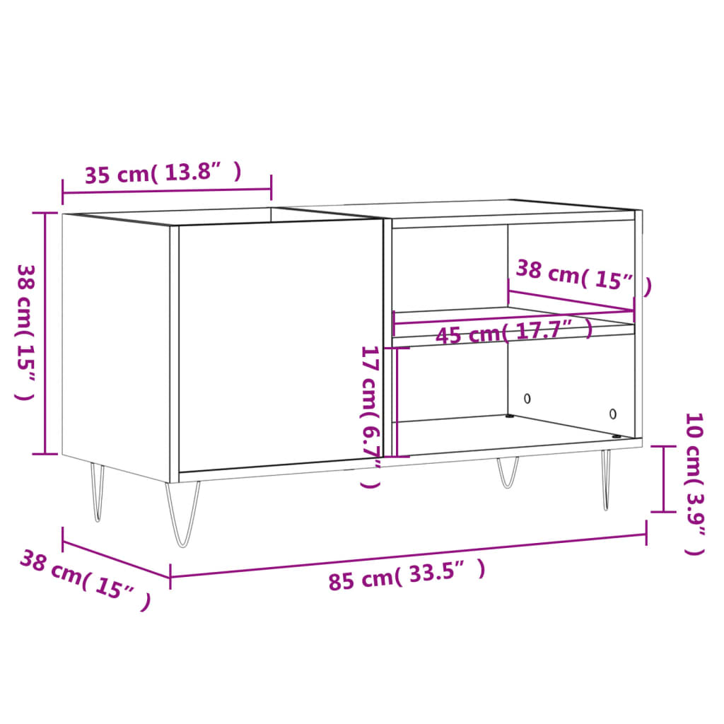 vidaXL Mueble para discos madera de ingeniería blanco 85x38x48 cm