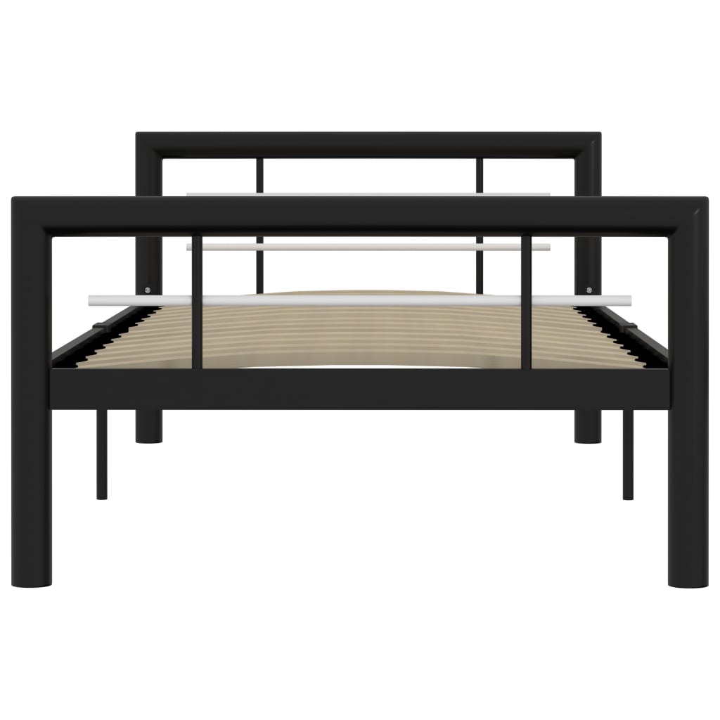 vidaXL Estructura de cama de metal negro y blanco 100x200 cm