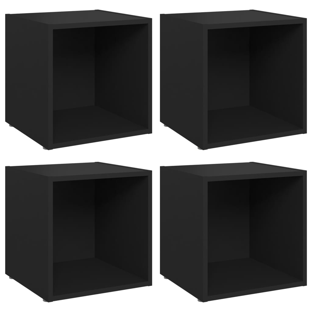 vidaXL Muebles para TV 4 uds madera contrachapada negro 37x35x37 cm
