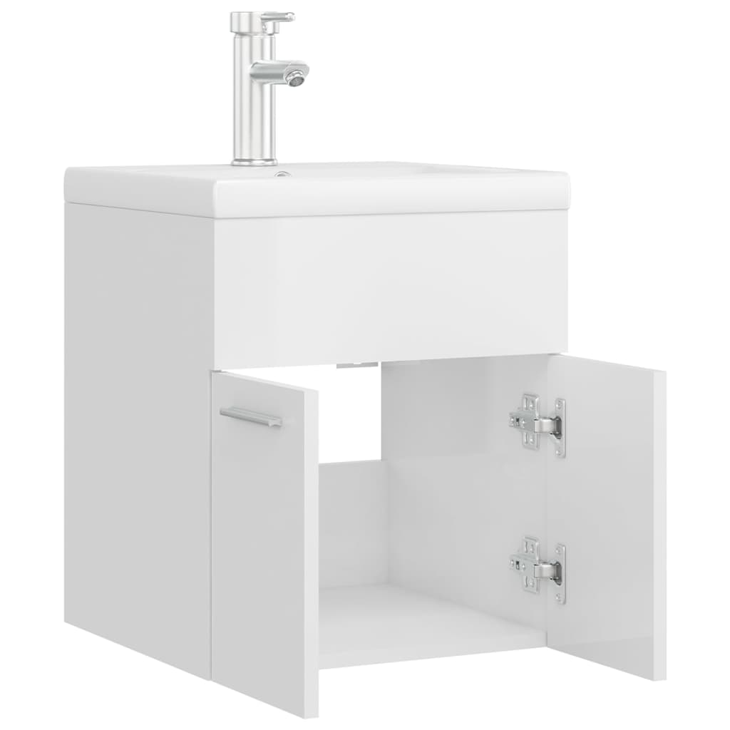 vidaXL Mueble con lavabo aglomerado blanco brillante
