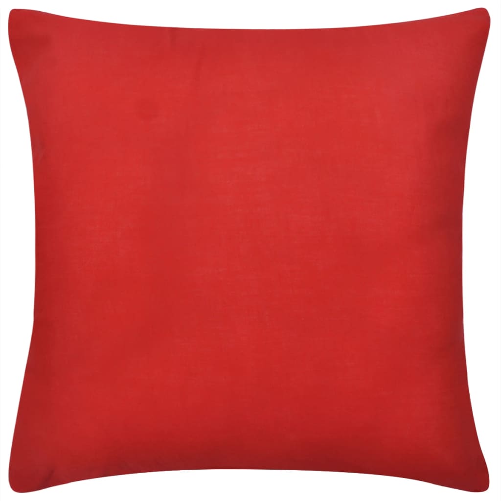 130917 4 Red Cushion Covers Cotton 50 x 50 cm