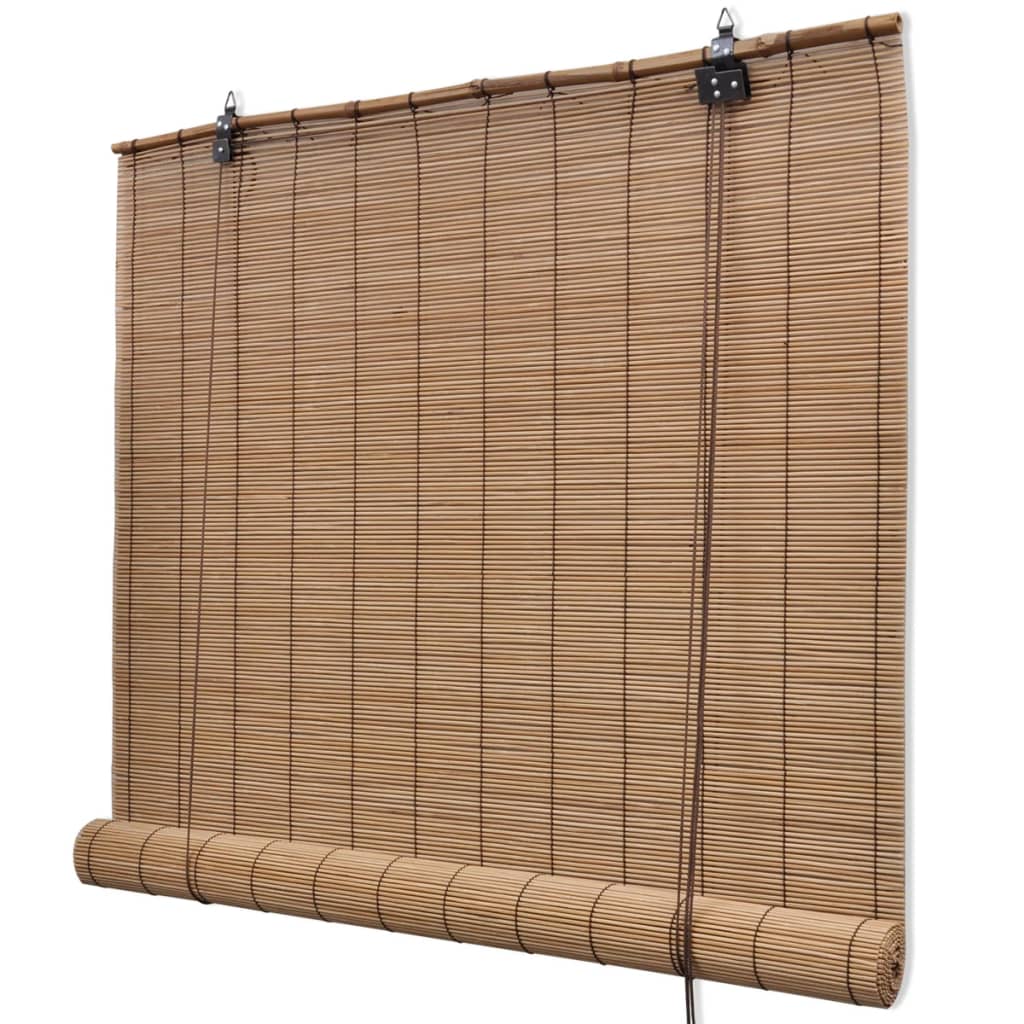 vidaXL Estor enrollable de bambú 2 unidades marrón 100x160 cm