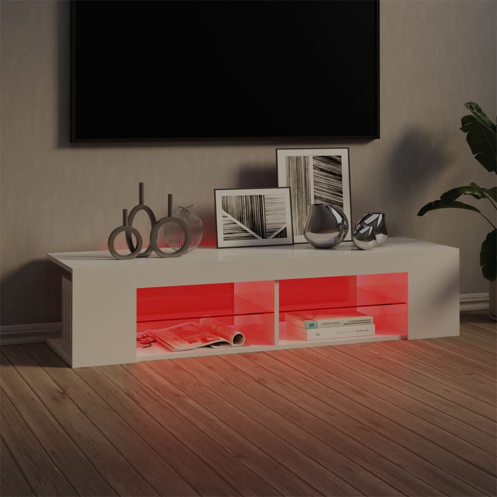 vidaXL Mueble de TV con luces LED blanco brillante 135x39x30 cm