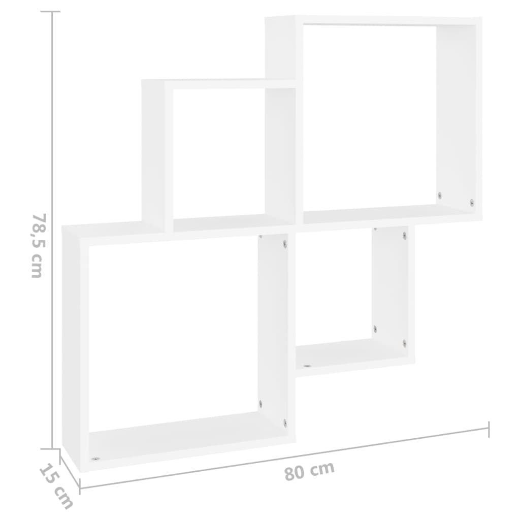 vidaXL Estante de cubo pared madera contrachapada blanco 80x15x78,5 cm