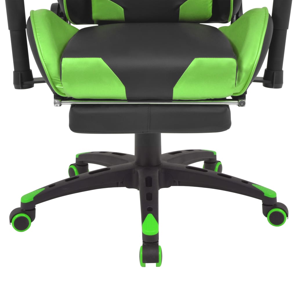 vidaXL Silla de oficina racing reclinable con reposapiés verde