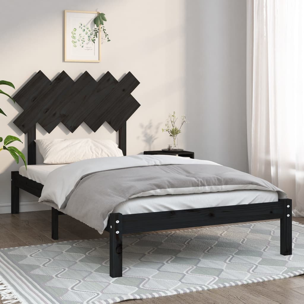 vidaXL Estructura de cama de madera maciza negro 100x200 cm