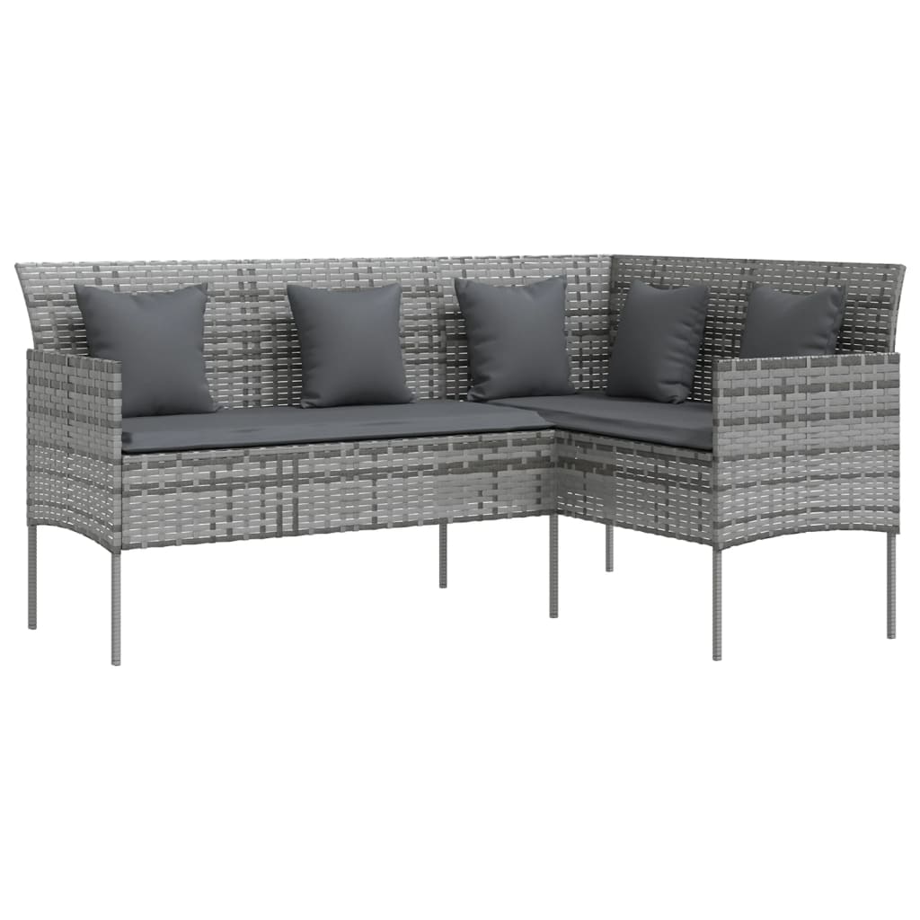 vidaXL Set de sofás en forma de L 5 pzas cojines ratán sintético gris