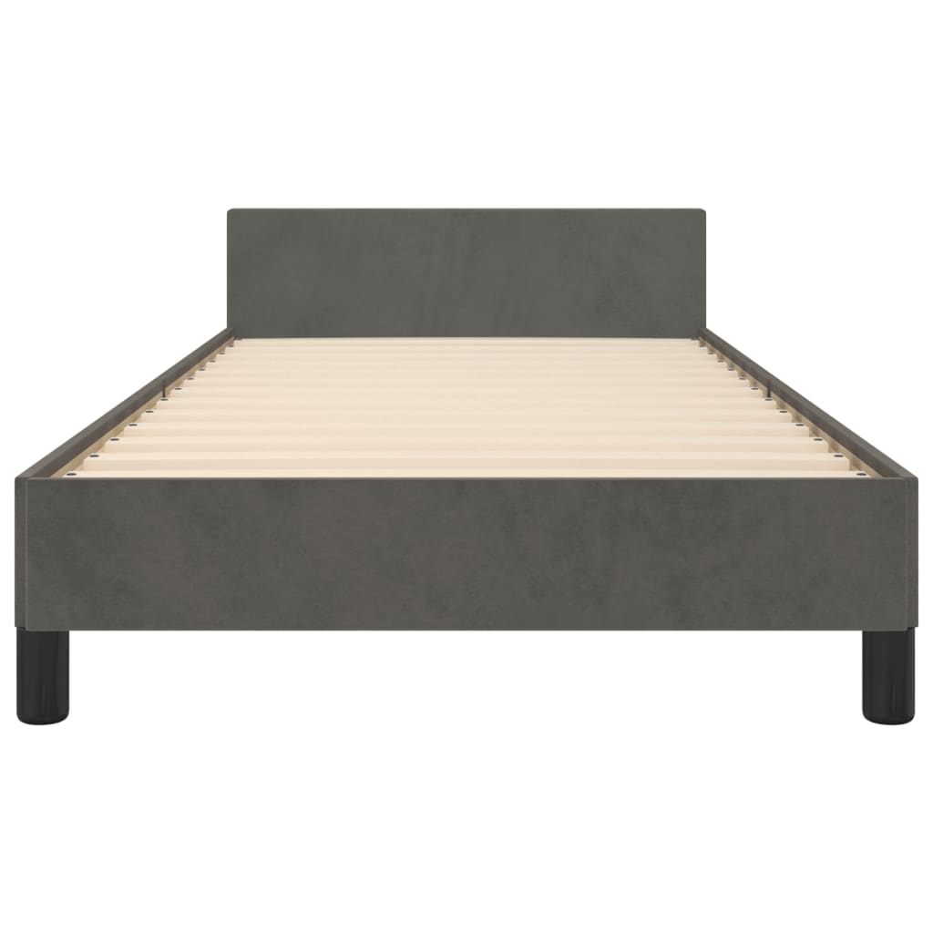 vidaXL Estructura de cama con cabecero terciopelo gris oscuro 90x200cm