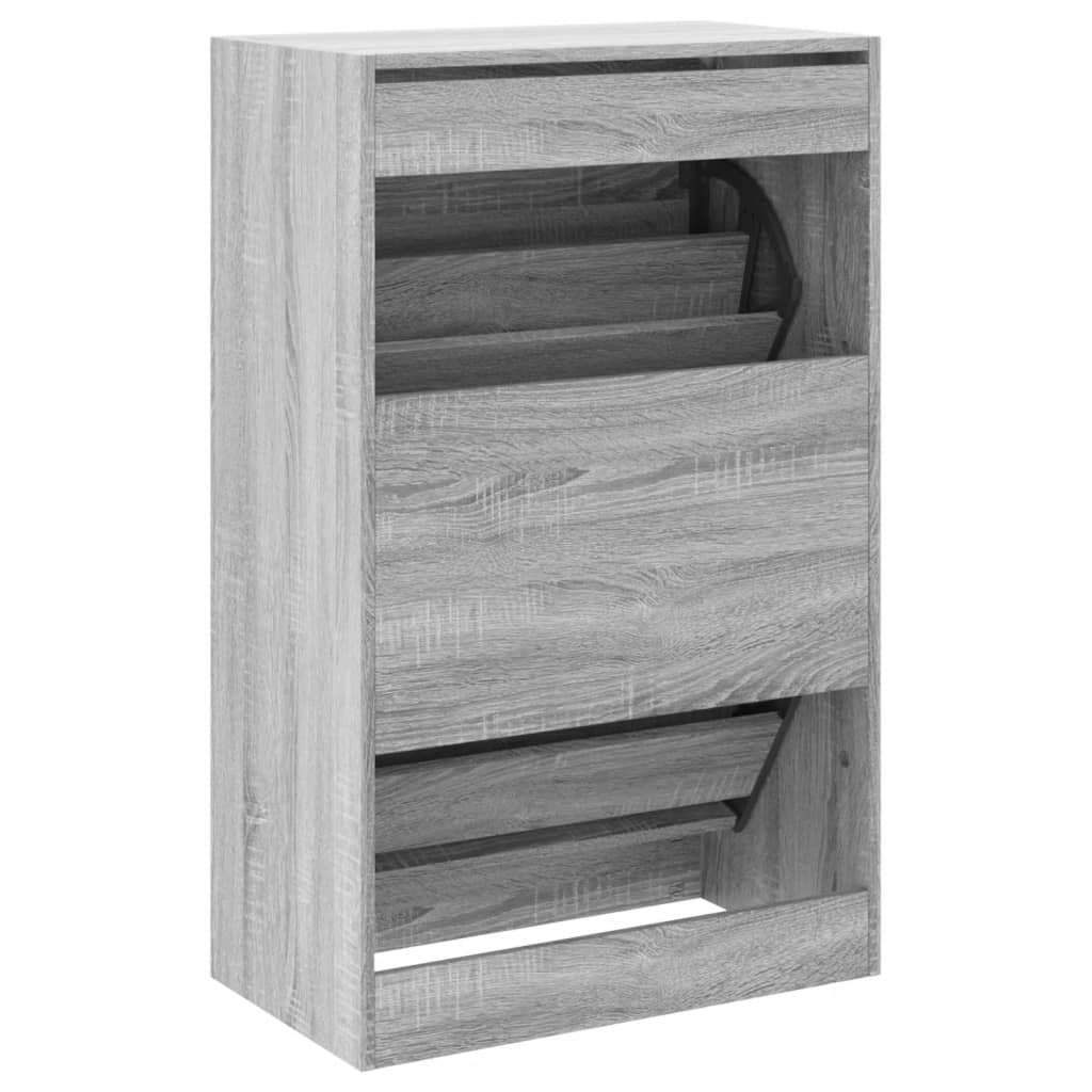 vidaXL Zapatero de madera de ingeniería gris Sonoma 60x34x96,5 cm