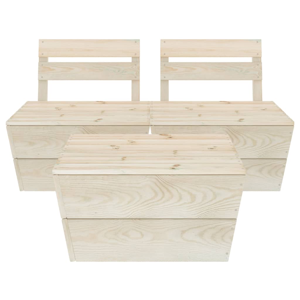 vidaXL Muebles de palets para jardín 3 pzas madera de abeto impregnada