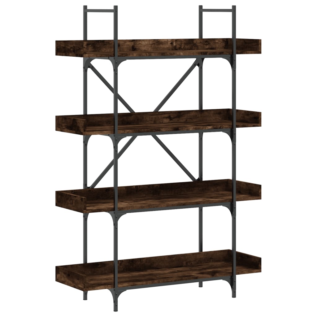 vidaXL Librería 4 estantes madera ingeniería roble humo 100x33x145,5cm