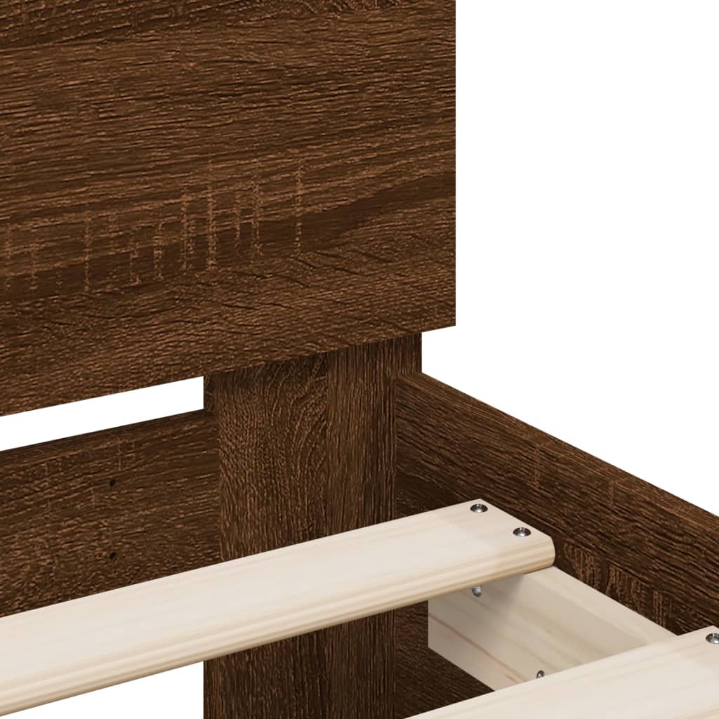 vidaXL Cama con cabecero madera de ingeniería marrón roble 90x200 cm