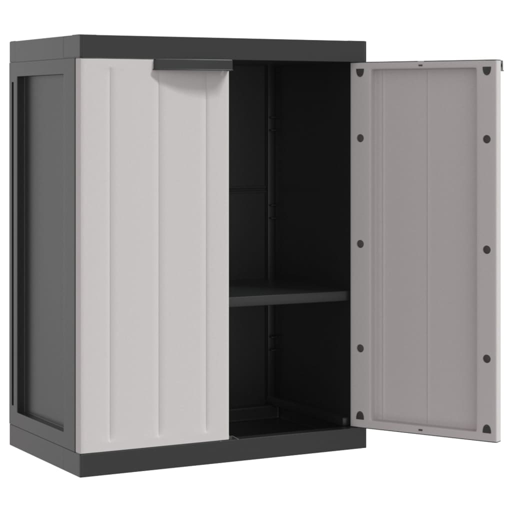 vidaXL Armario de almacenaje exterior PP gris y negro 65x37x85 cm