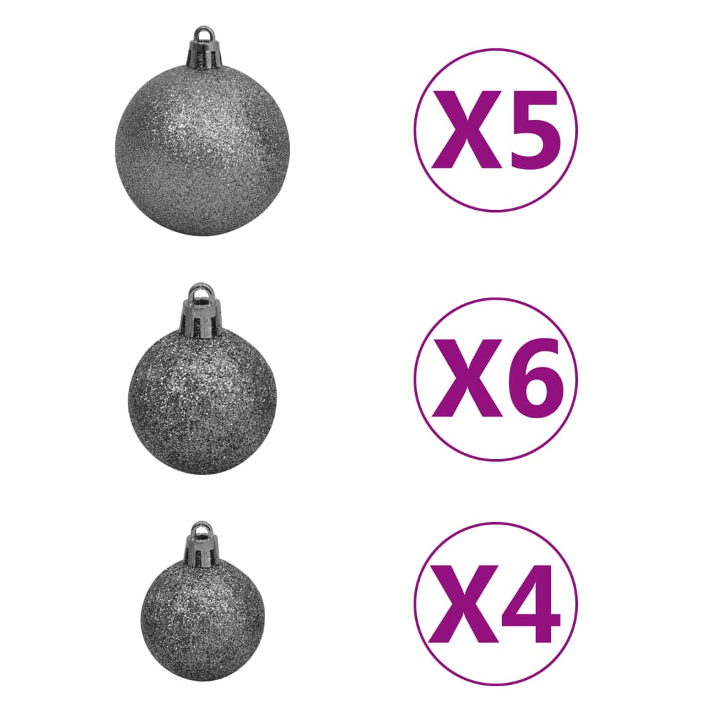 vidaXL Medio árbol de Navidad con luces y bolas blanco 150 cm