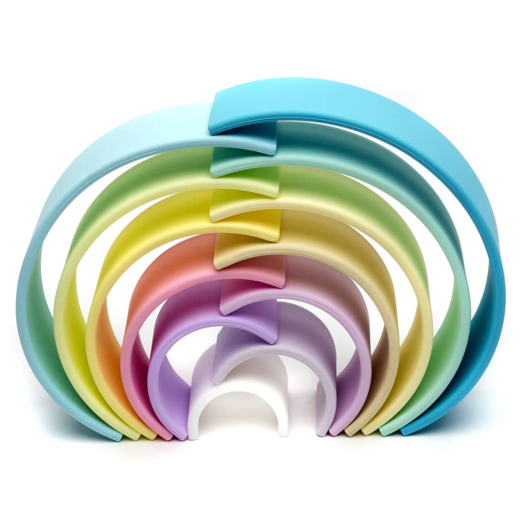 dëna Juego de juguetes de silicona arco iris Pastel 12 piezas