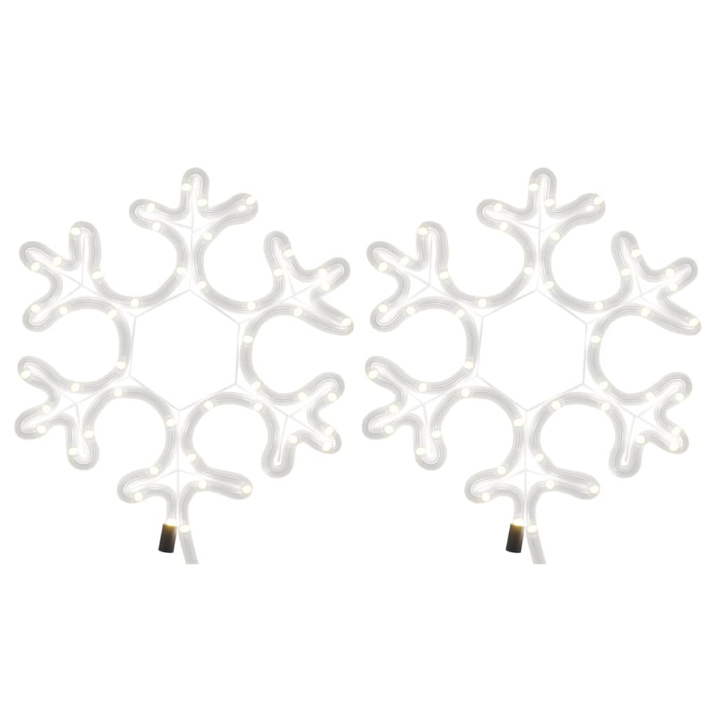 vidaXL Figura de Navidad de copo de nieve con LED 2 piezas 27x27 cm