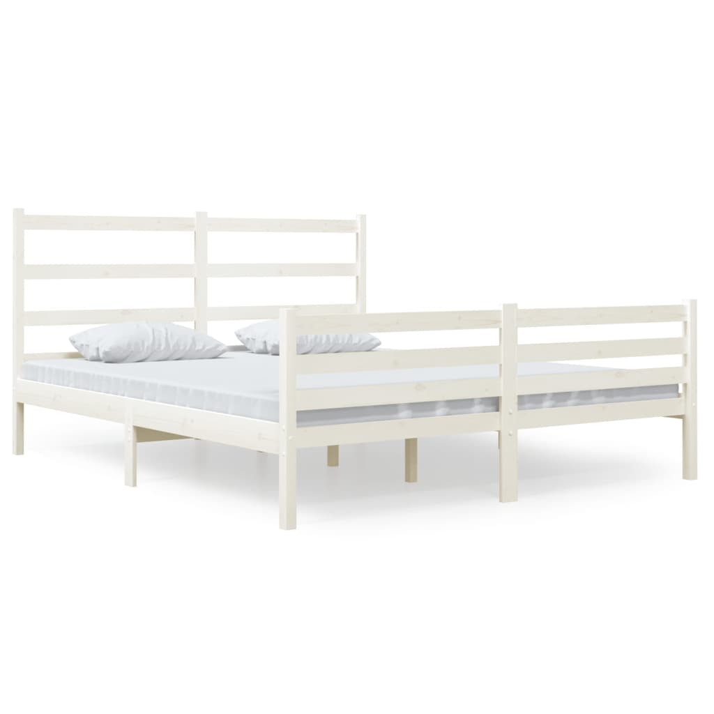 vidaXL Estructura de cama madera maciza de pino blanca 150x200 cm