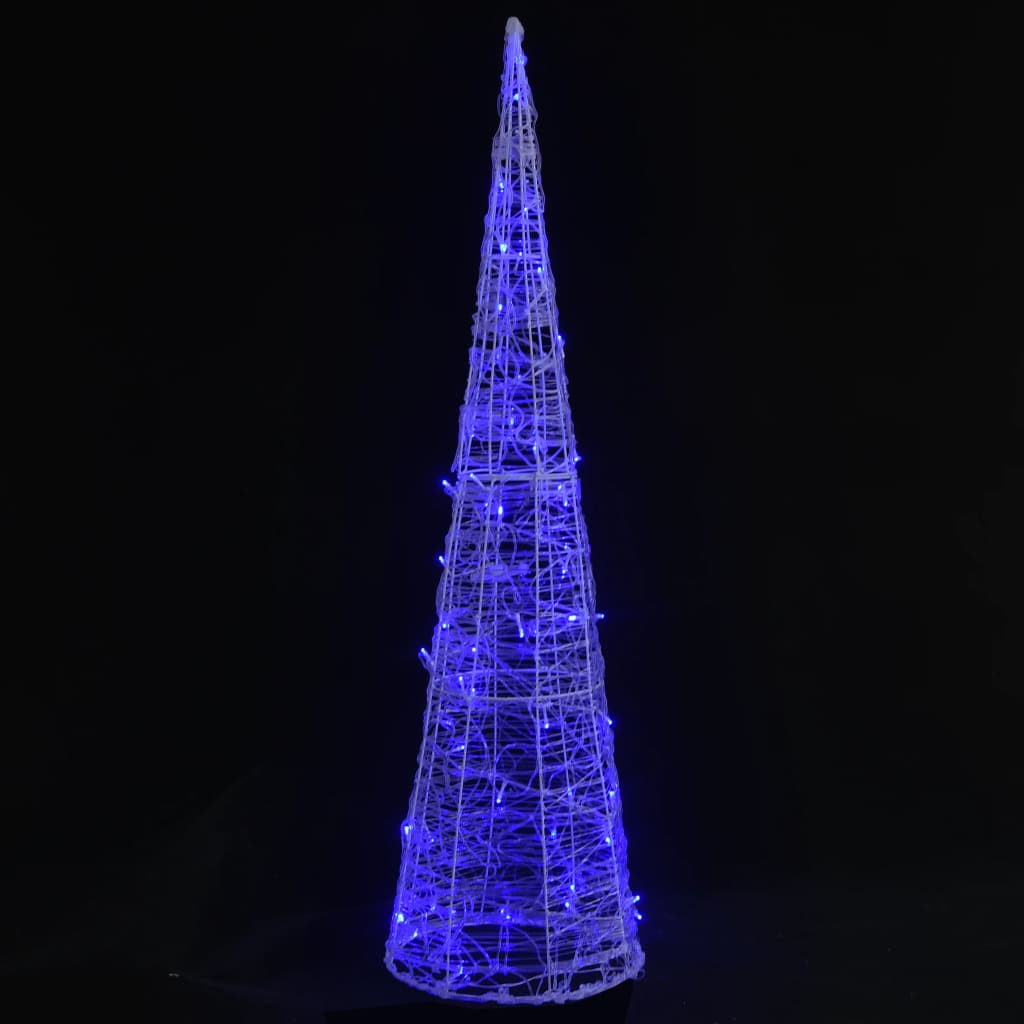 vidaXL Cono de luz LED de pirámide decorativo acrílico azul 120 cm