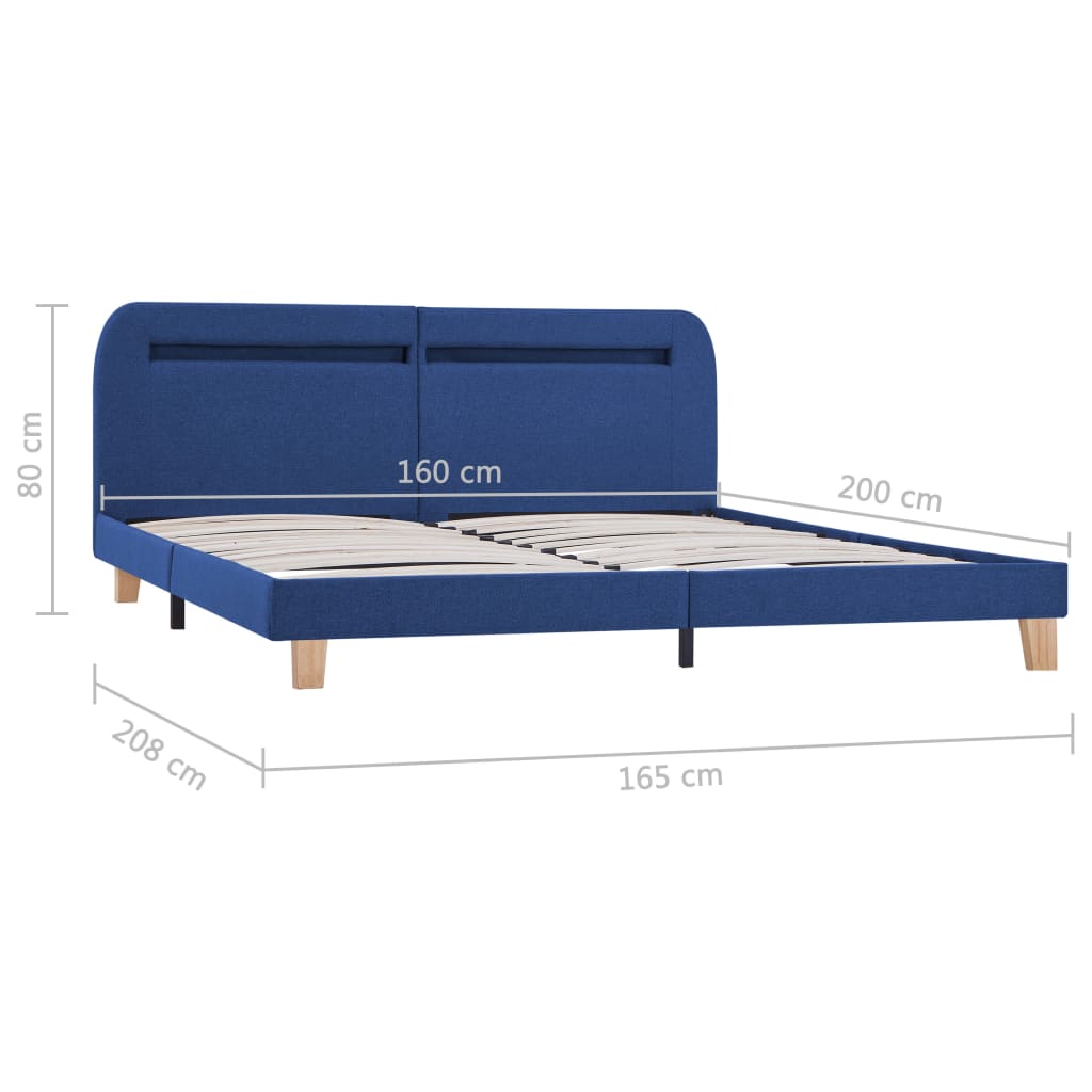vidaXL Estructura de cama con LED tela azul 160x200 cm