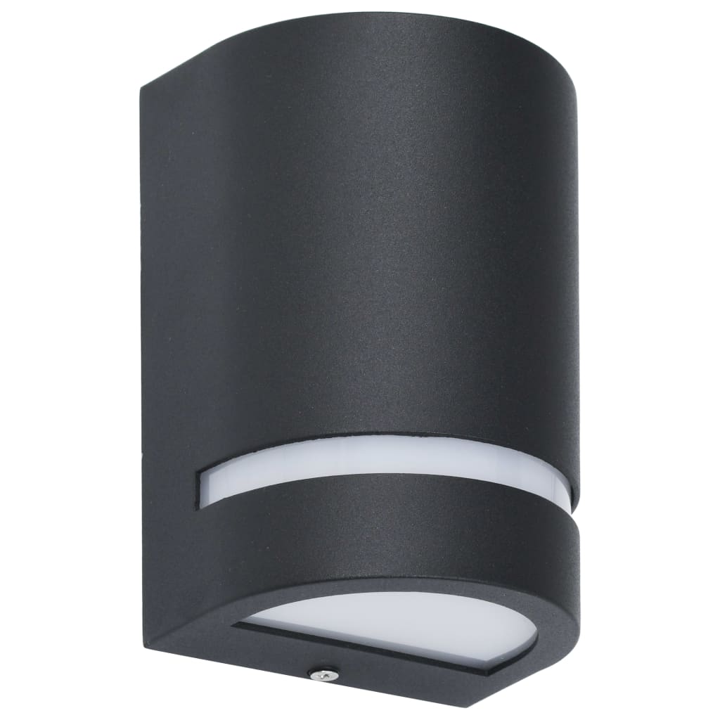 vidaXL Lámparas de pared de exterior 2 uds 35 W negro semicircular