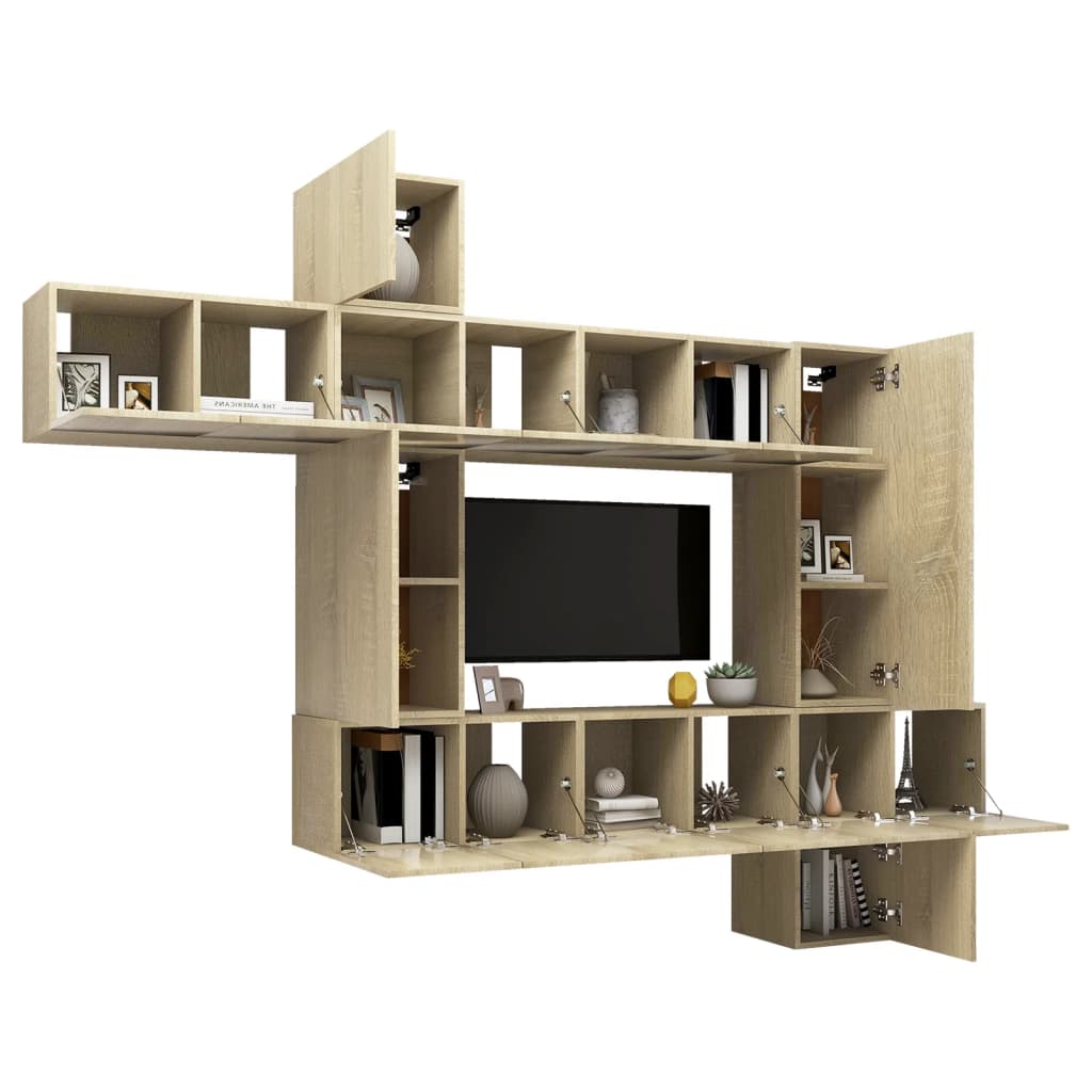 vidaXL Set muebles de salón TV 10 pzas madera ingeniería roble Sonoma