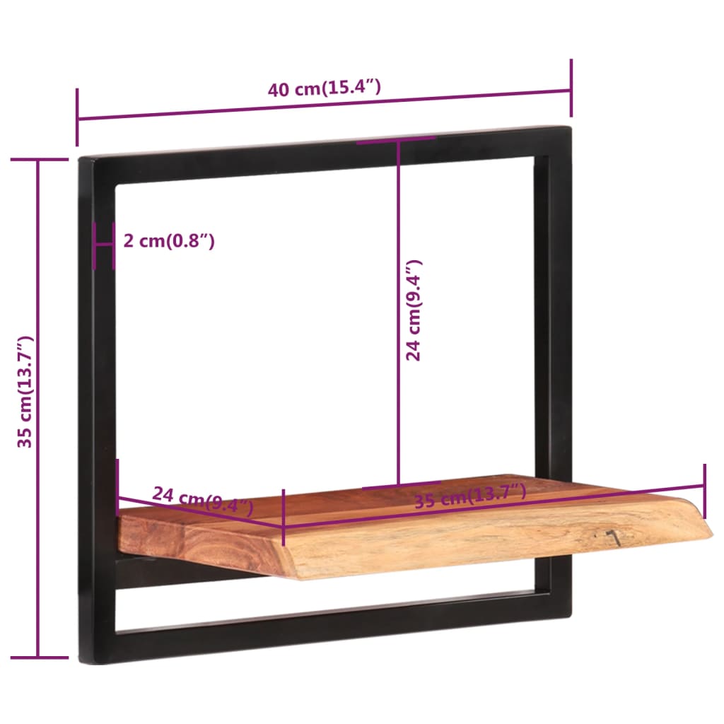 vidaXL Estantes de pared 2 unidades madera maciza acacia 40x24x35 cm