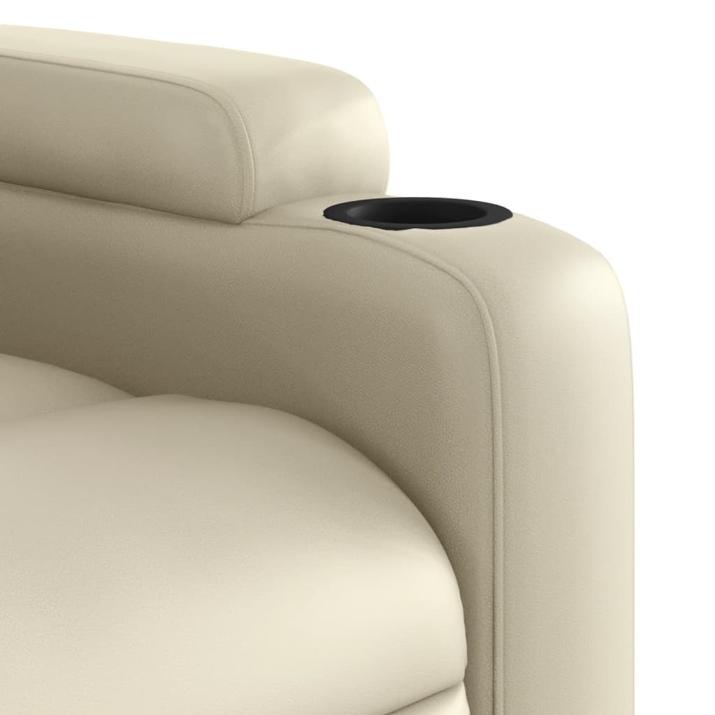 vidaXL Sillón reclinable elevable cuero artificial color crema