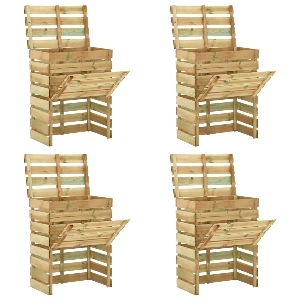 vidaXL Compostadores de láminas 4 uds madera de pino 80x50x100 cm