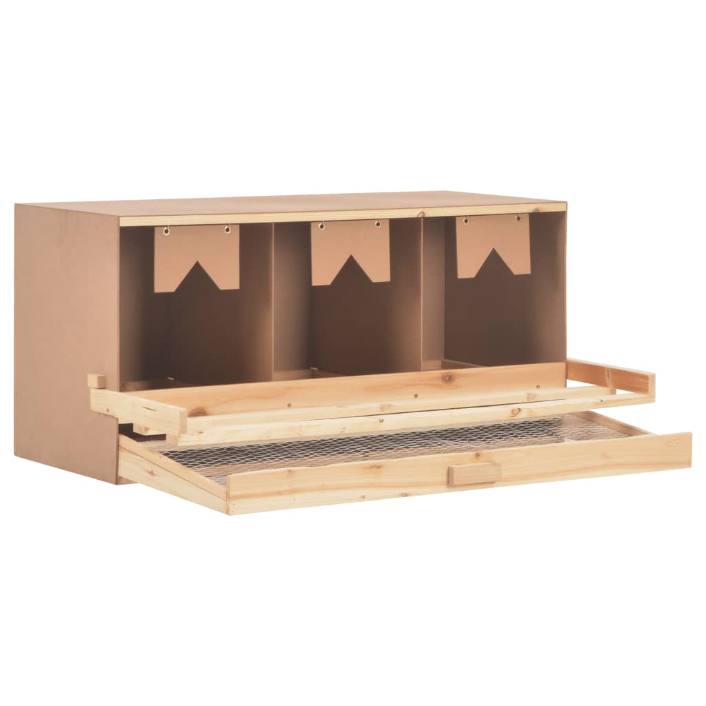 vidaXL Ponedero para gallinas 3 compartimentos madera pino 96x40x45 cm