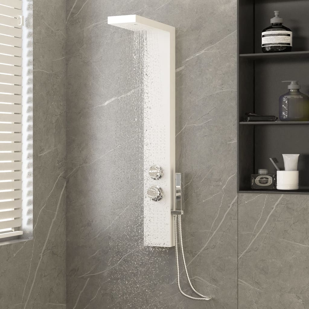 vidaXL Sistema de panel de ducha aluminio blanco