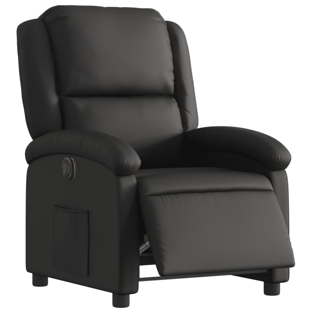 vidaXL Sillón reclinable eléctrico de cuero auténtico negro