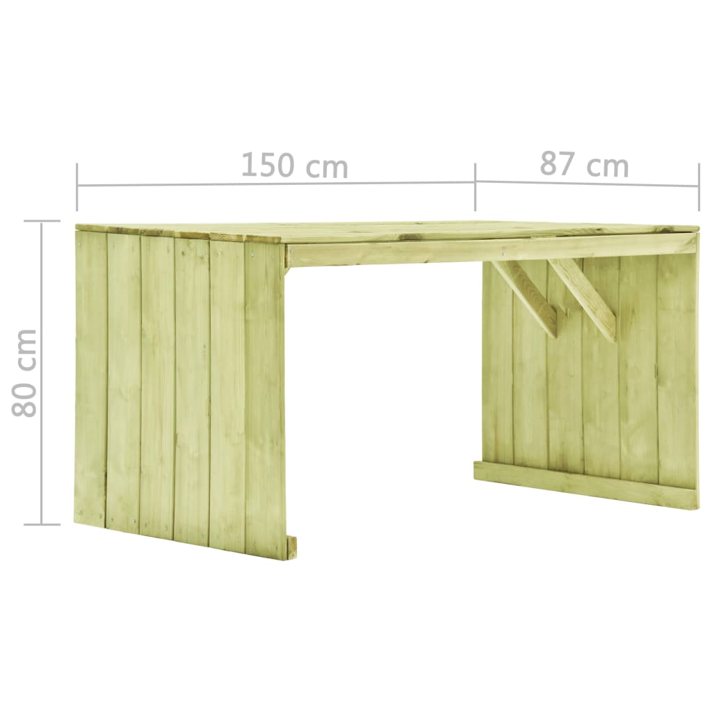 vidaXL Mesa de jardín madera de pino impregnada 150x87x80 cm
