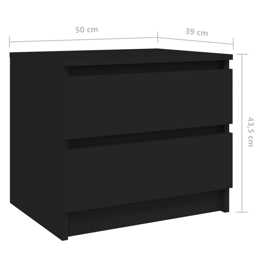 vidaXL Mesita de noche madera contrachapada negro 50x39x43,5 cm