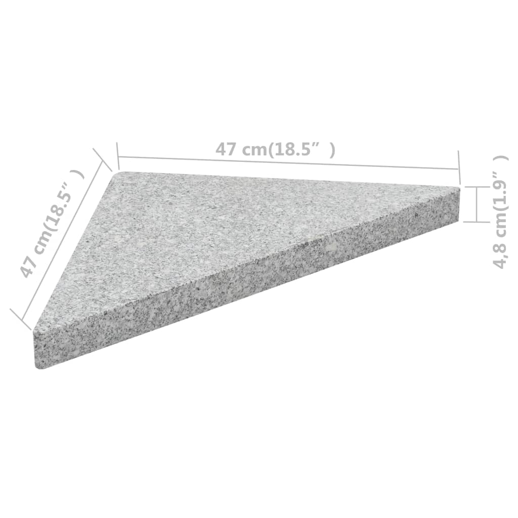 vidaXL Base de peso de sombrilla de granito triangular gris 15 kg