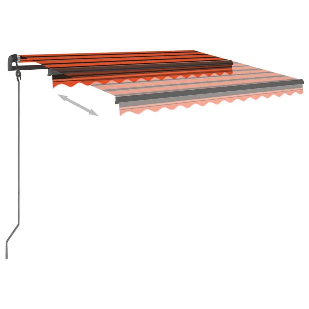 vidaXL Toldo manual retráctil con LED naranja y marrón 3x2,5 m