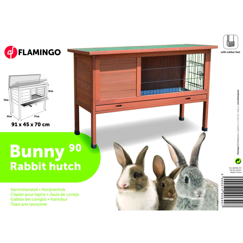 FLAMINGO Conejera Bunny 90 marrón 91x45x70 cm
