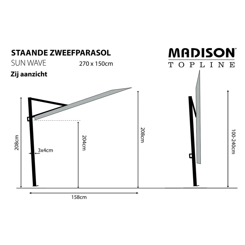 Madison Sombrilla para balcón Sun Wave 270x150 cm crudo PAC3P016