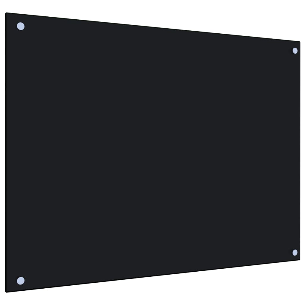 vidaXL Protección salpicaduras cocina vidrio templado negro 80x60 cm
