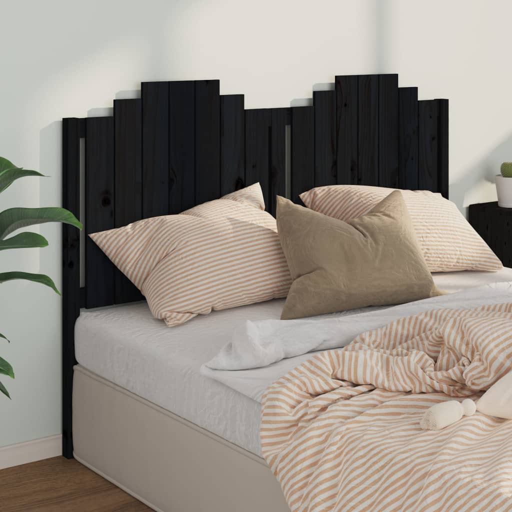 vidaXL Cabecero de cama madera maciza de pino negro 156x4x110 cm