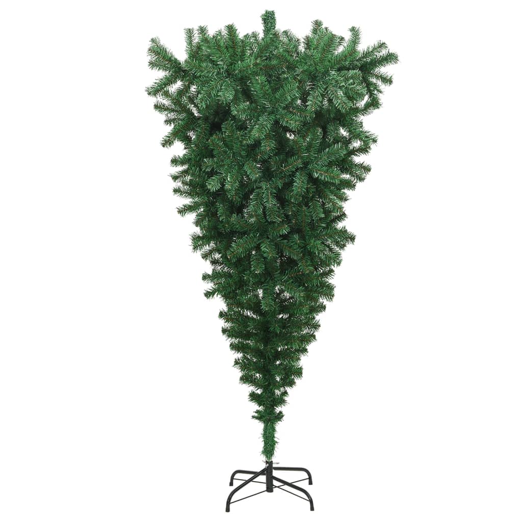 vidaXL Árbol de Navidad artificial invertido con soporte verde 180 cm