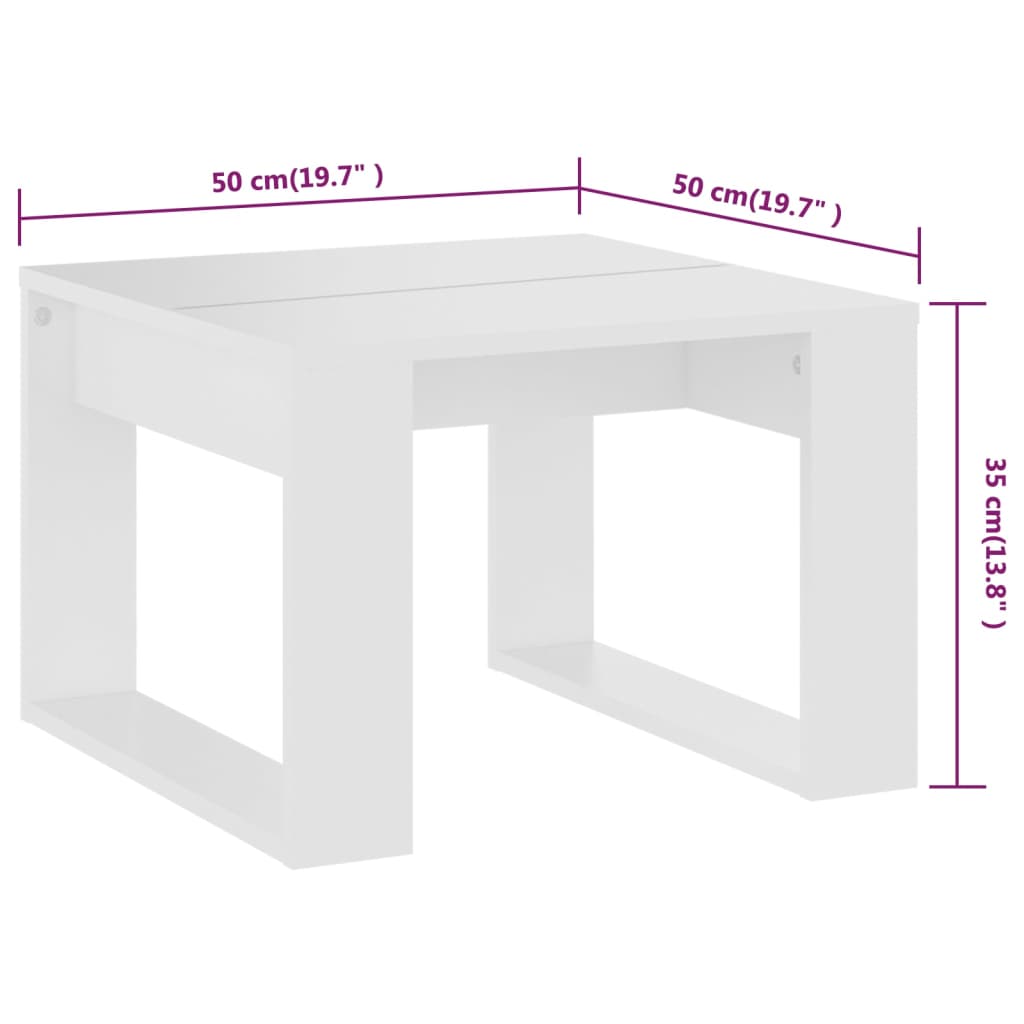 vidaXL Mesa auxiliar de madera contrachapada blanco 50x50x35 cm