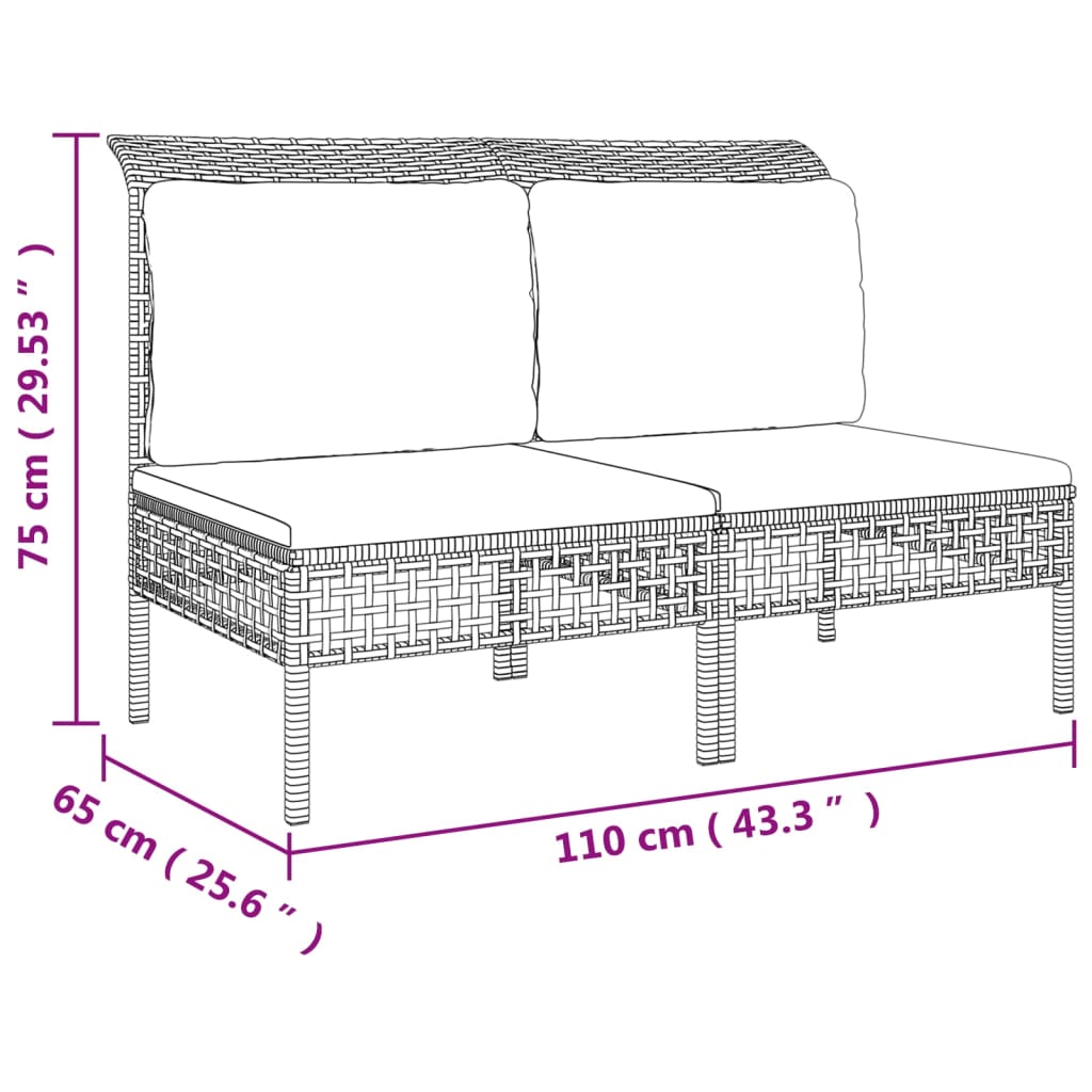 vidaXL Set de muebles de jardín 7 pzas y cojines ratán sintético gris