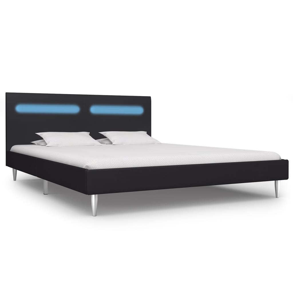 vidaXL Estructura de cama con LED tela negro 160x200 cm