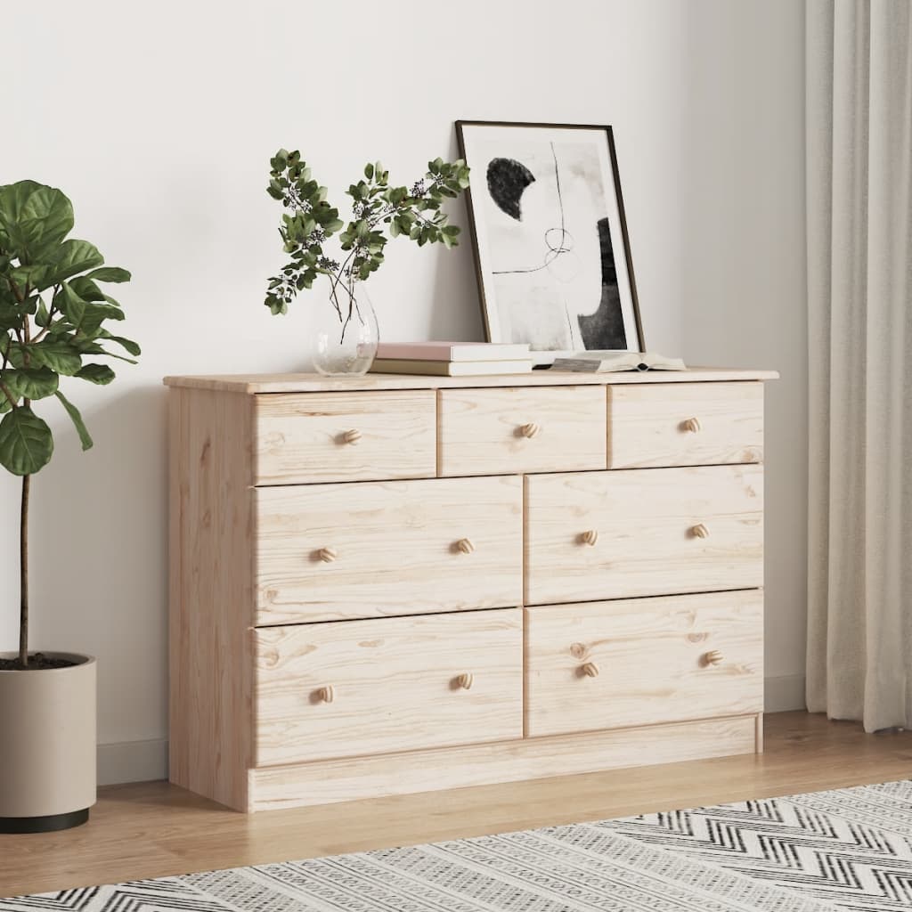 vidaXL Cómoda cajonera ALTA madera maciza pino 112x35x73 cm vidaXL.es