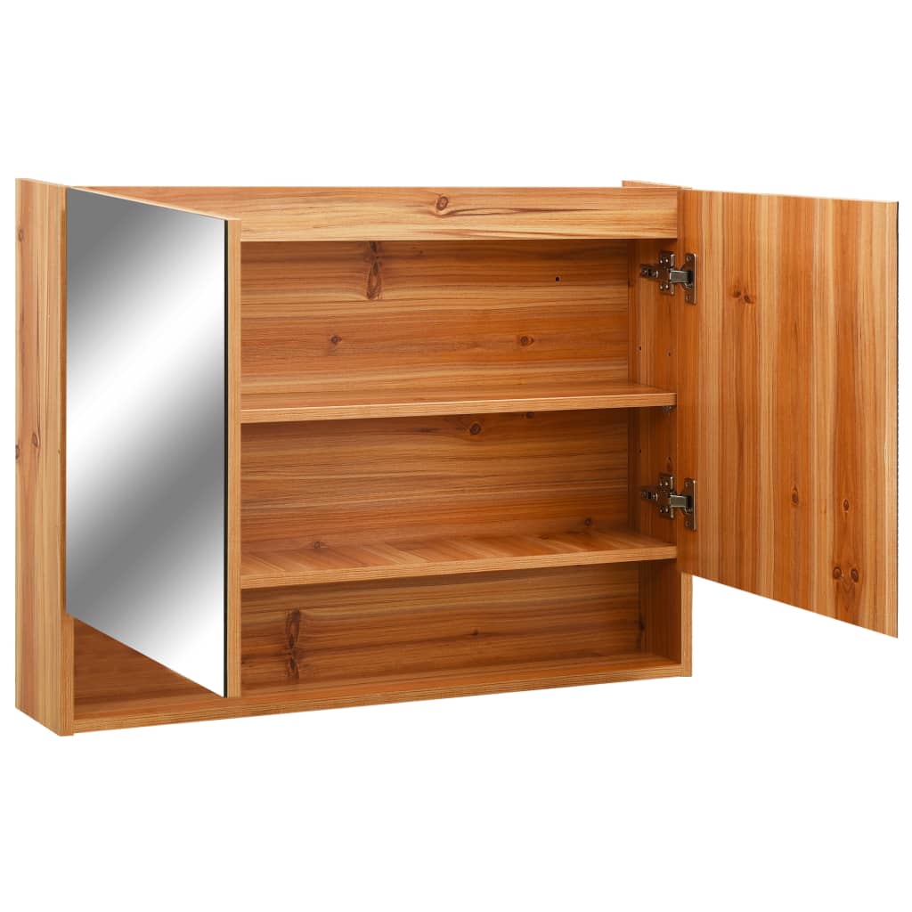 vidaXL Mueble de baño con espejo LED MDF roble 80x15x60 cm