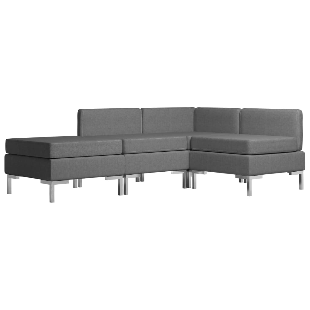 vidaXL Conjunto de sofá de 4 piezas tela gris oscuro