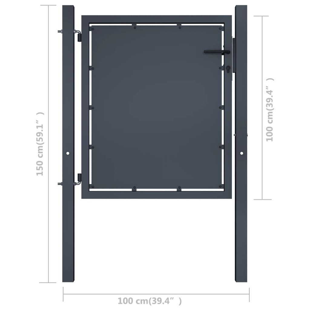vidaXL Puerta de jardín de acero gris antracita 100x100 cm